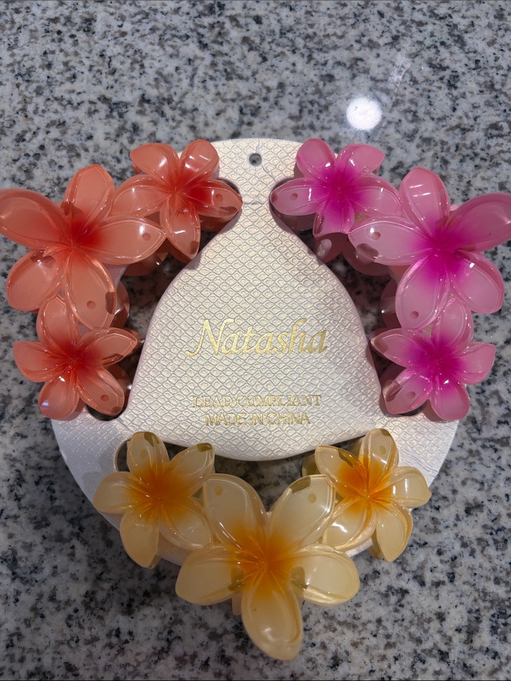 T.J.Maxx Floral Plumeria Hair Claw Clips in Orange, Pink, Yellow
